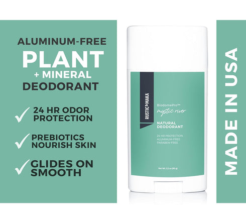 Rustic MAKA Natural Deodorant, Mystic River Scent - Aluminum-Free, Paraben-Free, 24-Hour Odor Protection