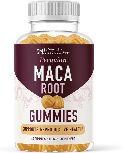 Maca Root Gummies, Natural Peach Flavor, Drive, Performance & Energy Support, 200MG Extra Strength, 60 Gummies