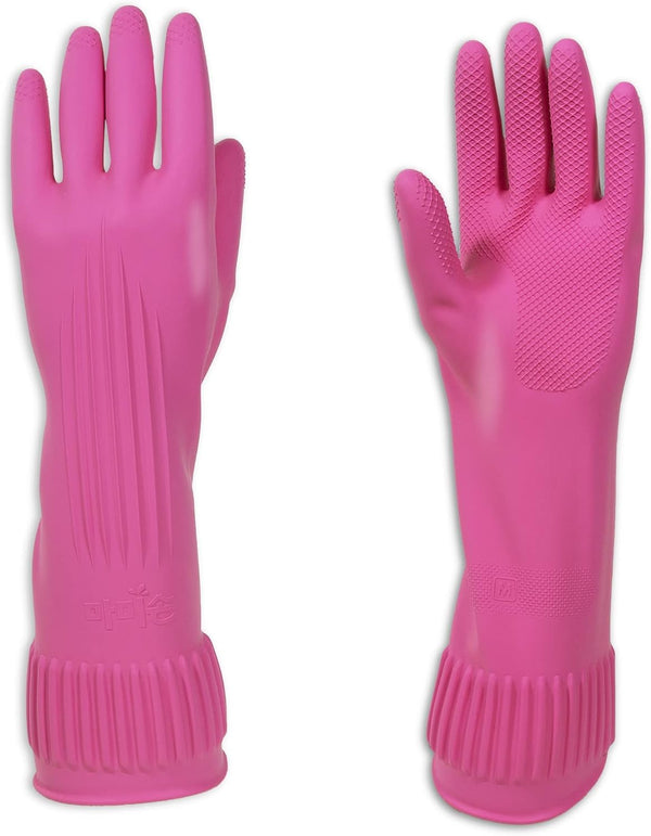 Mamison Quality Kitchen Non-Slip Reusable Rubber Gloves, Medium, 5 Pairs for Household Cleaning and Home Improvement