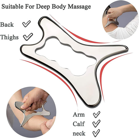 Mikako Stainless Steel Scraping Gua Sha Tools Massage Tool, Muscle Scraper Tool, IASTM Massage Tools for Relaxing Soft