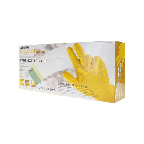 PIP Grippaz Jan San 12" Disposable Gloves 48-Pack, 6 Mil, Fish Scale Grip, Yellow, Large (67-306/L)