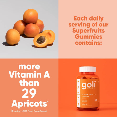 Goli Nutritional Supplement, SuperFruits Beauty Gummy Vitamin, 60 Count, Vegan & Gluten-Free