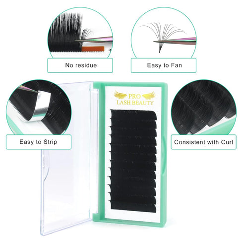 Volume Lash Extensions D-0.07-16 Easy Fan Volume Lashes Flowering Lash Extensions Rapid Blooming Lashes Rapid Blooming Eyelash Extensions 9 to 20 mm Mega Volume Lash Extensions C D curl(D-0.07,16mm)