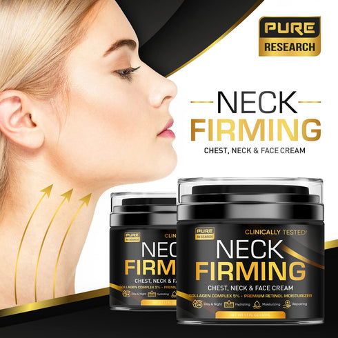PURE RESEARCH Neck Firming Cream - Anti-Wrinkle Day & Night Cream for Face, Neck, and Décolleté, Moisturizing