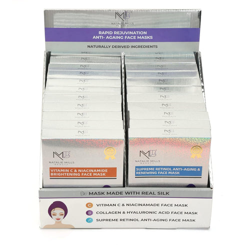 Natalie Mills Collagen & Hyaluronic Acid Anti-Aging SILK Face Mask, 8pcs