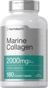 Horbaeach Marine Collagen Peptides 2000mg - 180 Caplet Capsules with Calcium, Non-GMO, Gluten Free Supplement