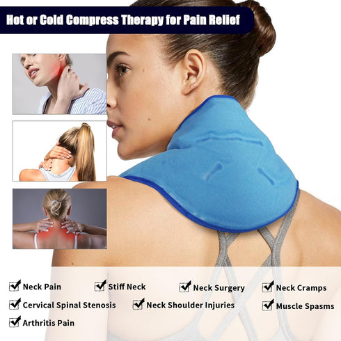 MR.ICE Neck Ice Pack for Injuries, Reusable Cold Pack for Neck - Gel Ice Pack for Neck and Shoulders with Plush Backing