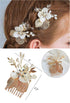 PRDGIRL Pack of 2 Wedding Flower Girl Hair Pins, Bride Pearl Hair Piece Crystals Hair Clips for Women and Girls (Gold)