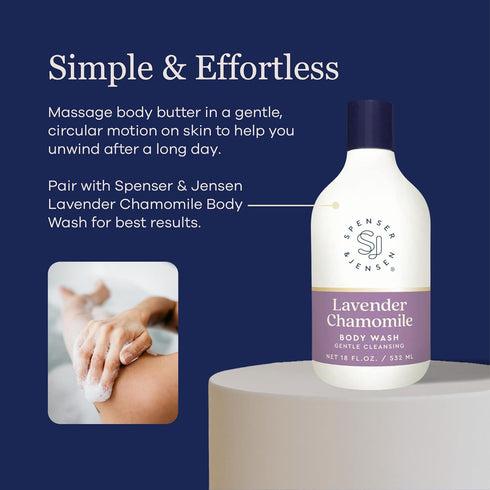 Spenser & Jensen Hydrating Body Butter, 8 Oz, Lavender & Chamomile, Moisturizing Lotion for All Skin Types