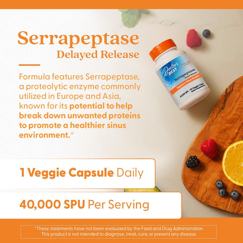 Immune 40,000 90 Doctor's Best Serrapeptase Supplement for Men & Women - Proteolytic Enzyme for Sinus & Health Support