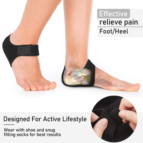4 Pieces Heel Cushions Protectors - Plantar Fasciitis Heel Pads, Adjustable Breathable Support for Heel Pain Relief