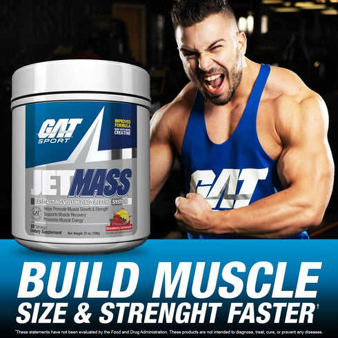 GAT SPORT JetMass Fast-Acting Volumizing Creatine System, 30 Servings, Strawberry Lemonade