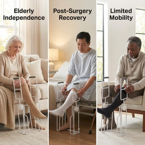 Sanovist 1416 Inch Adjustable Compression Sock Aid with Foldable Handles, Easy Pull On Stocking Donner for Knee High