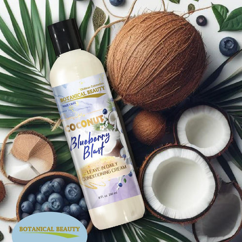 Coconut Blueberry Blast Leave-In Daily Conditioning Cream for Hair Softening, 8 Fl. Oz.