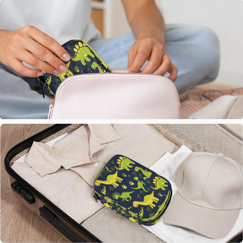 Skerhhux 7 Animal Dinosaur Green Pill Case Travel Pill Organizer Weekly Day Portable with Zipper Medicine Box Pill Case