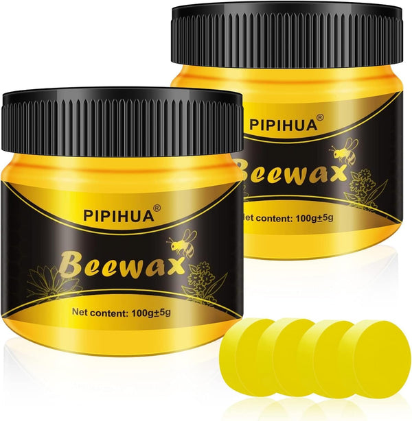 PIPIHUA Beeswax Polish & Conditioner - 2 x 100g Waterproof & Repair Wax with 4 Sponges