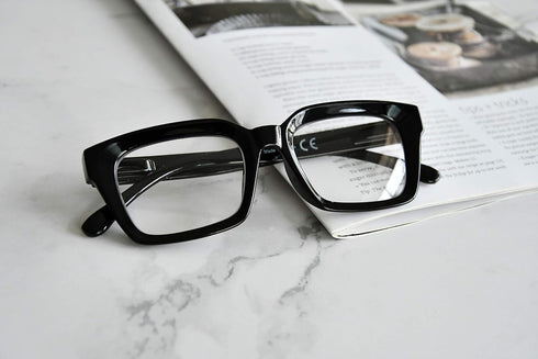 Eyekepper Ladies Reading Glasses, Oversized Square Design Readers for Women, Black