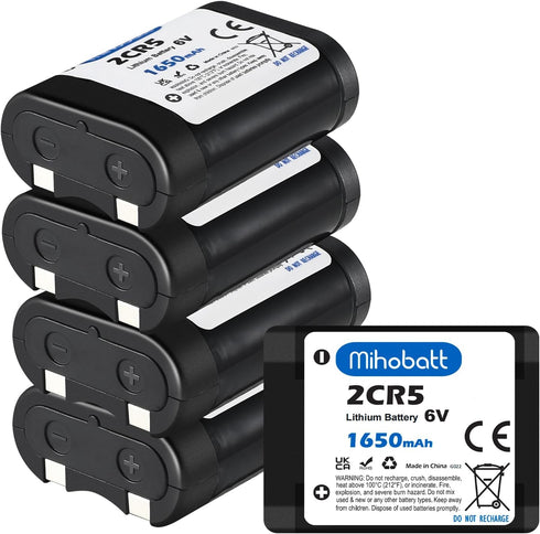 Mihobatt 5-Pack 2CR5 Battery, 6V 1650mAh with PTC Protection Replacement for 2CR5M 5032LC