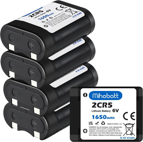 Mihobatt 5-Pack 2CR5 Battery, 6V 1650mAh with PTC Protection Replacement for 2CR5M 5032LC
