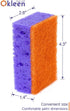 Okleen 9 Pack, 4.3x2.8x1.4 inches. Purple and Orange Multi Use Scrub Sponges. Made in Europe. Heavy Duty & Non Scratch