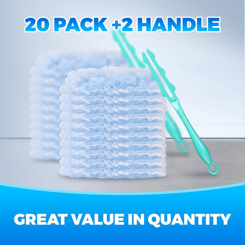 Heavy Duty Duster Kit with 20 Refills & 2 Handles, Compatible with Swiffer Dusters for Multi-surface Cleaning