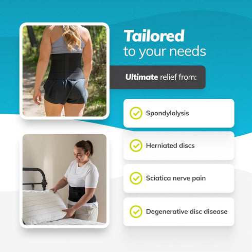 BraceAbility Elastic Low Back Brace - Compression Support Belt for Sciatica, Herniated Disc, Workouts, XL