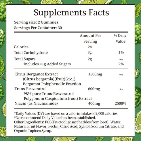 IIEltruiom 1500mg, Gummies 25:1 120 Count Citrus Bergamot Citrus Bergamot for Healthy Cholesterol, Bergamot Supplements