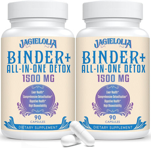 All-In-One Detox Binder Supplement 1500 MG - Liver Gut Detox Cleanse with Activated Charcoal, Zeolite & Bentonite Clay,