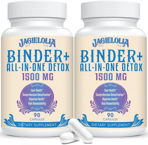 All-In-One Detox Binder Supplement 1500 MG - Liver Gut Detox Cleanse with Activated Charcoal, Zeolite & Bentonite Clay,