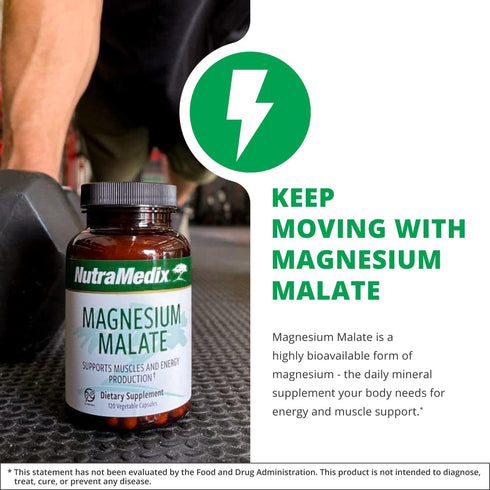 NutraMedix Magnesium Malate 200mg, Vegan, Non-GMO, Gluten-Free Supplement, 120 Vegetarian Capsules