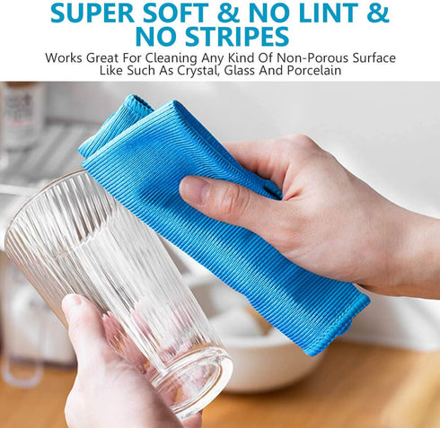 Window Glass Microfiber Cleaning Cloth 8 Pack, Premium Lint Free Polishing Rags for Mirrors, Shower, Car Windows