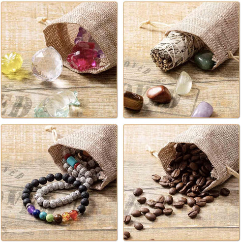 Homum 25Pcs Premium Burlap Gift Bags with Drawstring, 4x6 Inch Reusable Linen Sacks for Wedding Favors, Christmas