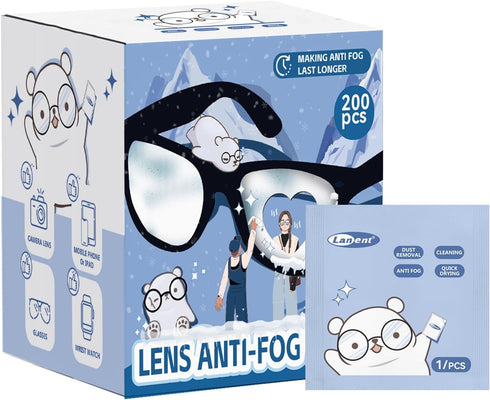 icepac 200 PCS) Anti-Fog Lens Wipes Pre-Moistened Anti-Fog Wipes| Glasses Cleaner Safely Cleans