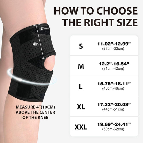 Knee Brace with Side Stabilizers for Meniscus Tear, Adjustable Knee Wrap for Pain Relief, Breathable Compression Knee