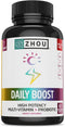 Zhou Nutrition Daily Boost Multivitamin with Probiotic, Zinc, Vitamin C, D3, B Complex - 60 servings