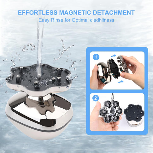 Universal 7 Magnetic Shaver Replacement Blades, Compatible with Freedom Head Shaver, Easy Clean Brush Cover