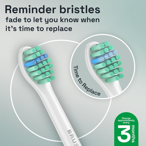 Brushmo e-Series Total Clean Replacement Toothbrush Heads, 6 Medium Firm Dupont Bristles, Compatible with Philips