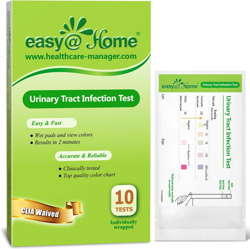 Easy@Home UTI Urine Testing Kit, 10 Individual Pouch Test Strips, FSA Eligible for Urinalysis