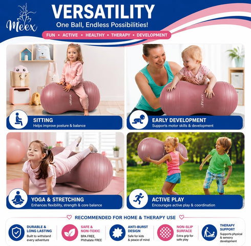 Meex Sensory Peanut Ball for Kids Therapy and Exercise - Enhance Balance, Motor Skills and Physical Therapy Calming