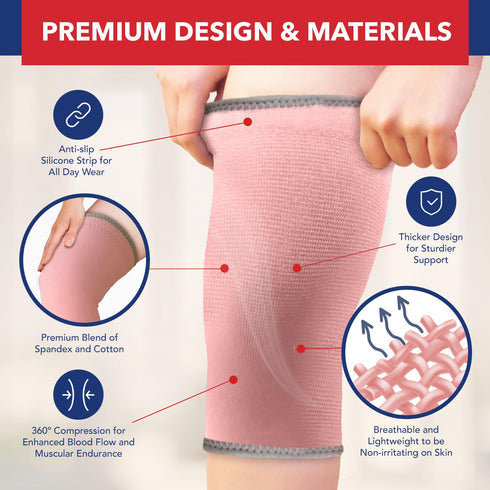 Doctor Developed Knee Brace, Compression Sleeve & Handbook for Relief of Arthritis, Tendonitis, Injury (Pink, S)