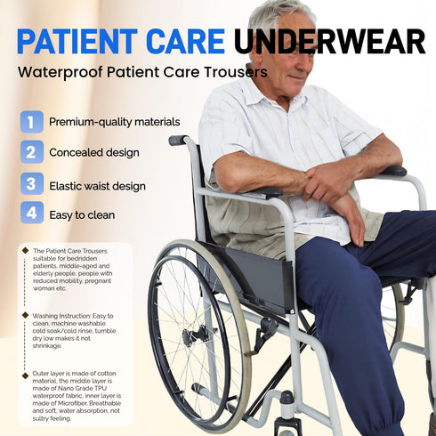 Waterproof Patient Care Trousers,Patient Care Underwear,Adjustable Incontinence Trousers,Reusable Adaptive Apparel