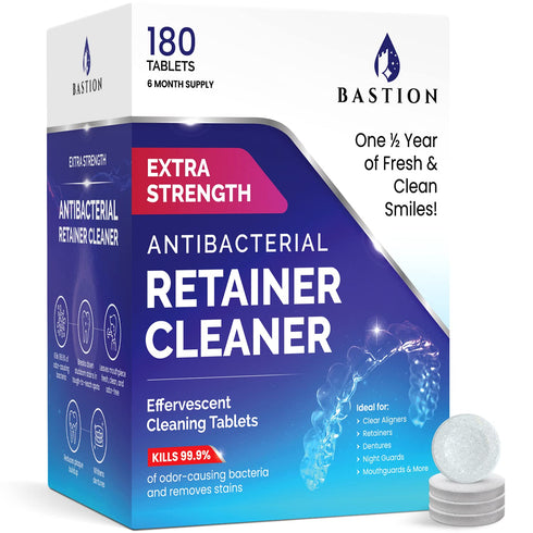 Retainer Cleaner & Denture Cleanser - 180 Effervescent Tablets, 6 Month Supply for Dental/Oral Appliances