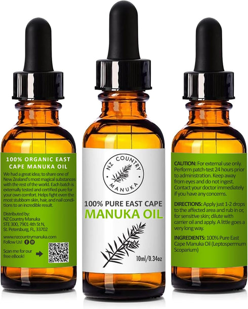 100% Pure New Zealand Manuka Oil - Organic Essential Oil, 35x Stronger Than Tea Tree Oil for Skin, Hair, Diffuser