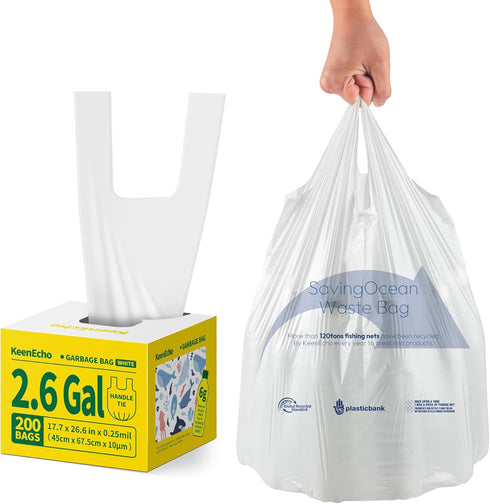 Small Trash Bags with Handles - Ocean Plastic Upcycling - Plastic Garbage