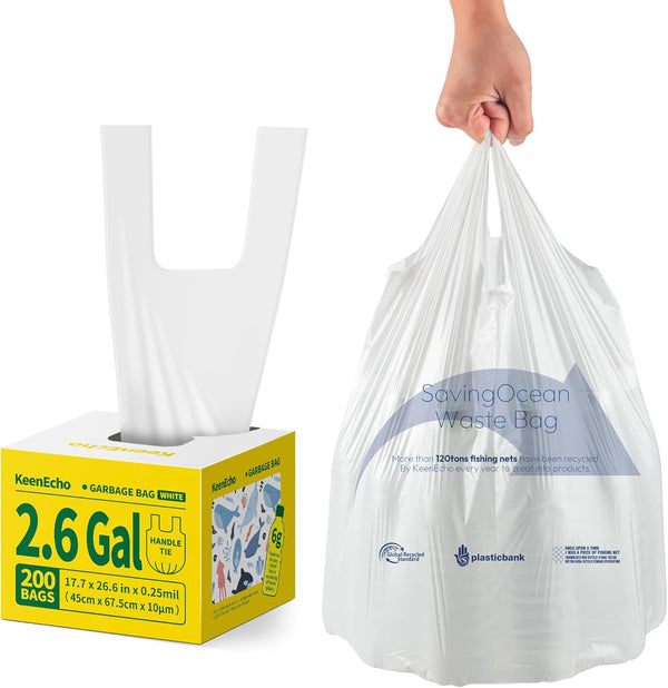 Small Trash Bags with Handles - Ocean Plastic Upcycling - Plastic Garbage