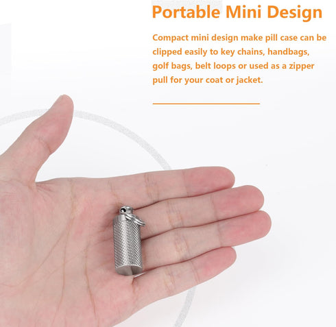 Titanium Keychain Pill Holder Container, Waterproof Portable Pill Box Case for Purse or Pocket, 1pc