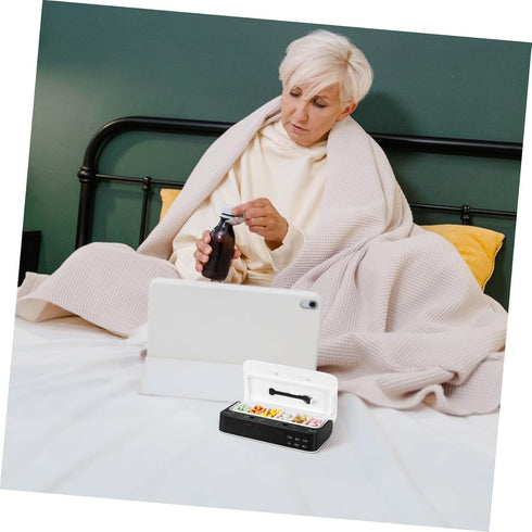 Smart Portable Medicine Pill Organizer with Alarm Reminder for Elderly, Electronic Weekly Pill Box Timer for Scheduled