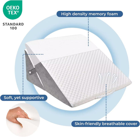 COOLBEBE Adjustable Bed Wedge Pillow for Sleeping, Folding Wedge Pillow for Snoring, Surgery Recovery - 9 & 11 Inch