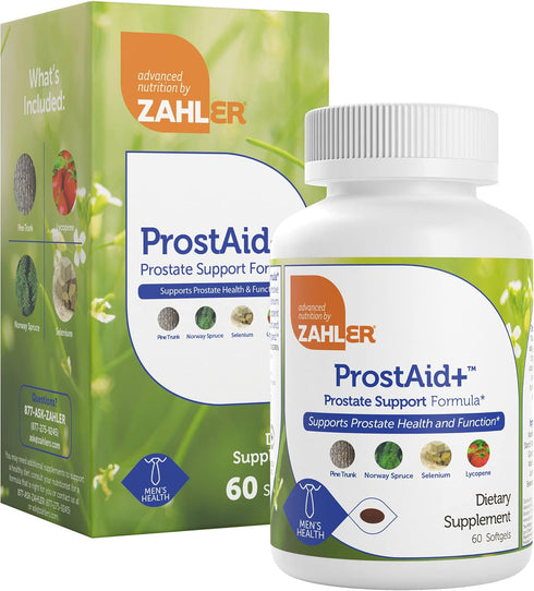 Zahler ProstAid+ Prostate Supplements for Men - Lycopene & Norway Spruce for Urine Flow, Prostate Support, 60