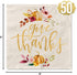 xo, Fetti 50 Count Thanksgiving Gold Foil Napkins, 5 x 5 Inches, 3ply, Autumn Leaves, Pumpkins, Fall Table Decorations